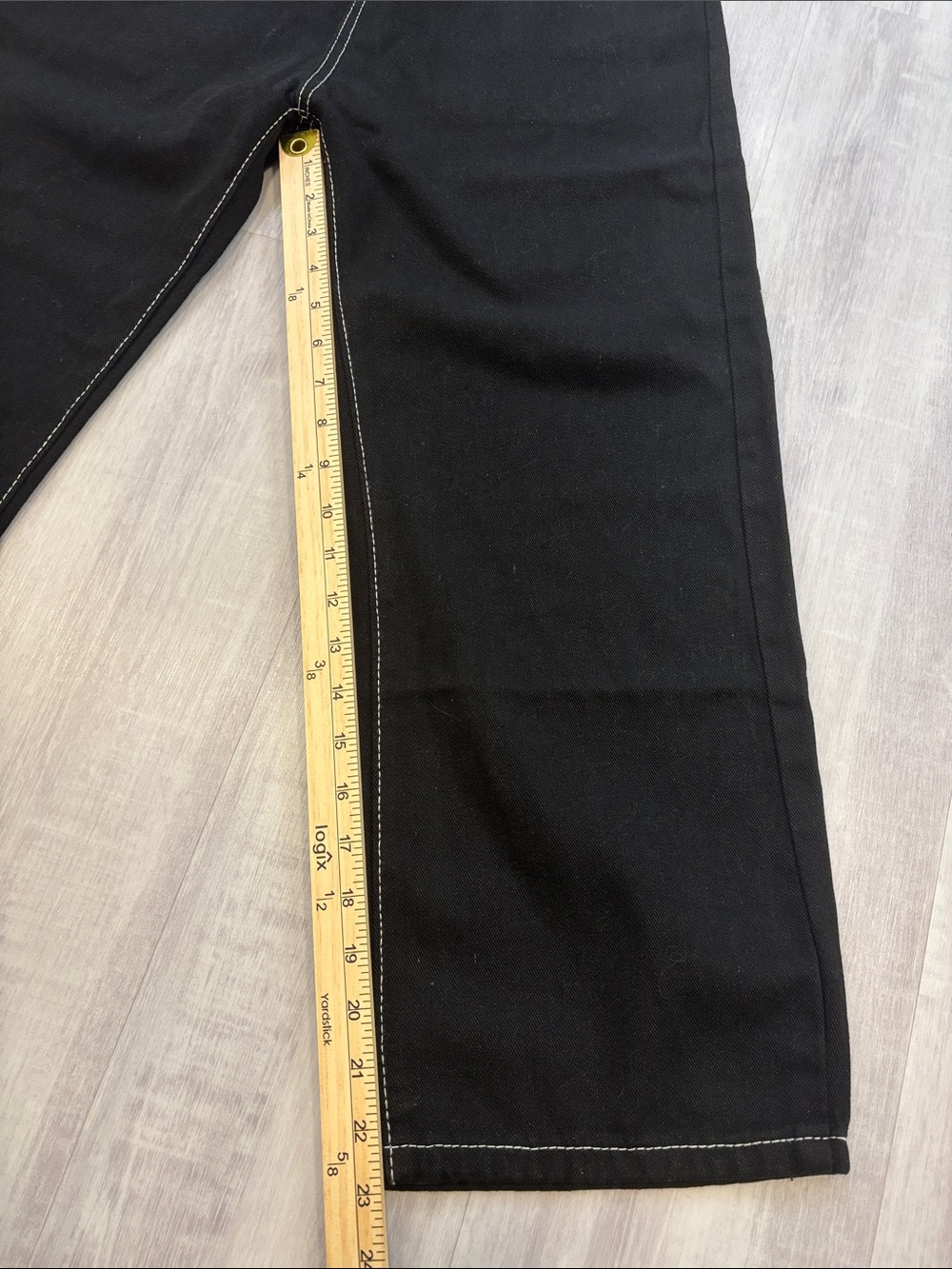 JNCO Black Boot Cut Jeans with White Contrast Stitching and Red Tab size small - Picture 5 of 9
